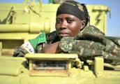Uganda female soldiers drives tank trains