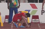 Man of 2018 Asia Games before start of a race of 100 meters of contests, su Bingtian takes a small r