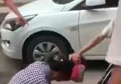 Disobedient female in the street cruel play a moth