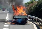 Just! A van is on high speed spontaneous combustio